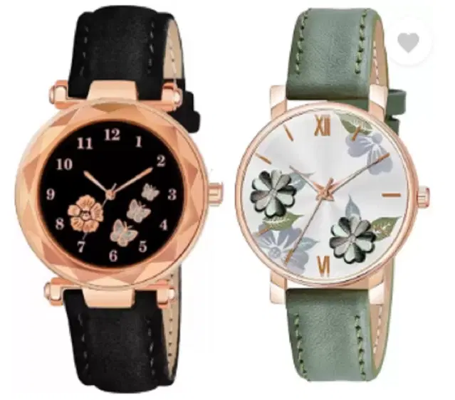 Analog Watch for Women & Girls, Pack of 2 (Multicolor)