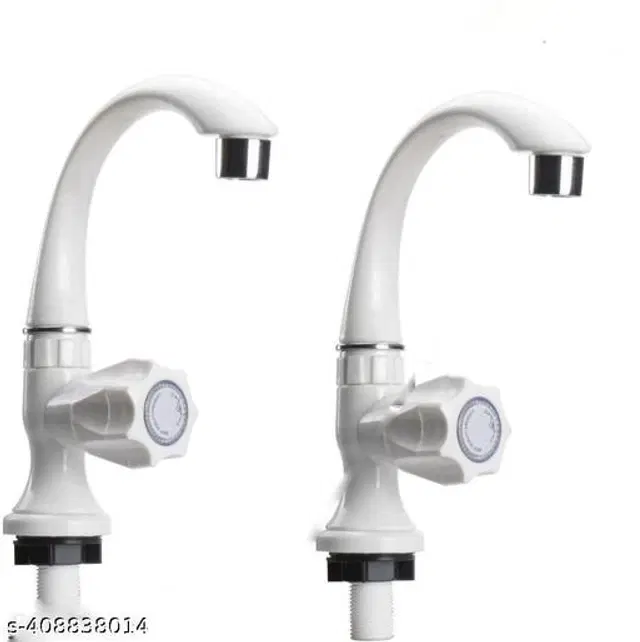 Plastic Swan Neck Tap, White, Pack of 2