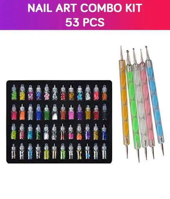 Nail Art Glitter with Dot Tool Pen, Pack of 48, Multicolor, S21