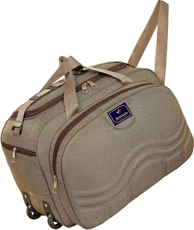 Polyester Traveling Luggage Bag with Wheels, Brown,60 L