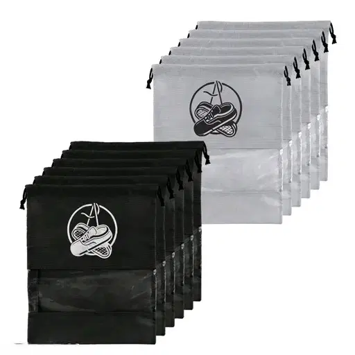 Non-Wovwn Shoes Bags,Black & Grey, Pack of 12