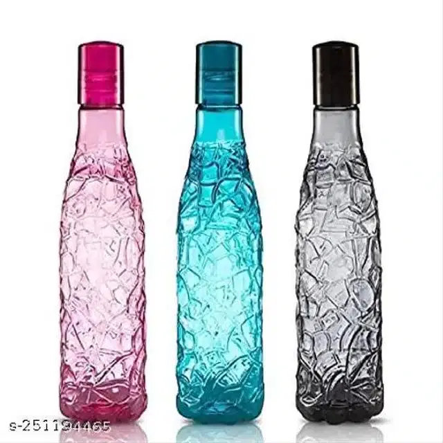 Plastic Water Bottles, Multicolor, 1000 ml, Pack of 3