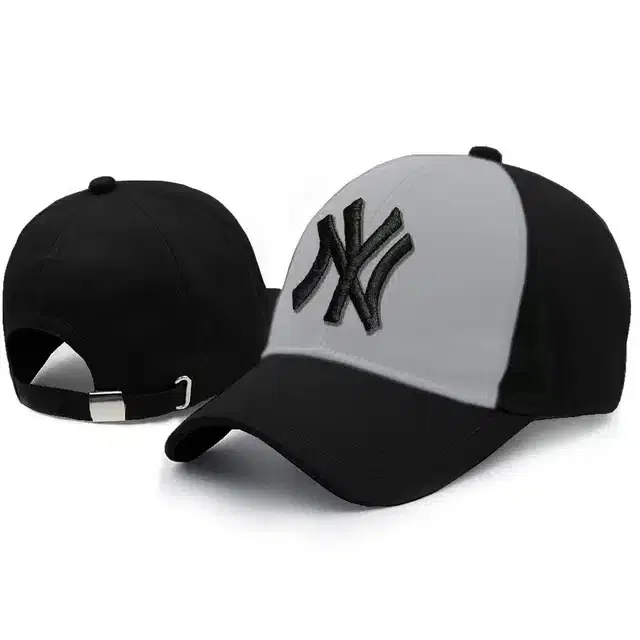 Cotton Cap for Men, Pack of 1 (Black & Grey)