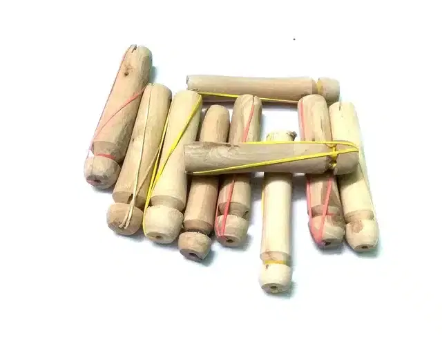 Wooden Hair Curling Smooth Rods, Pack of 10 (Beige)