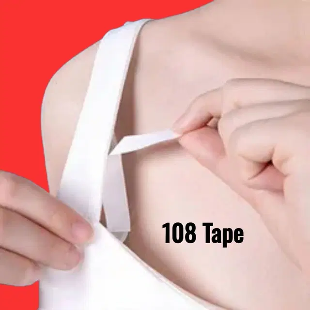 Acrylic Film Clothing 108 Double Sided Tape Strips, Transparent, Set of 1