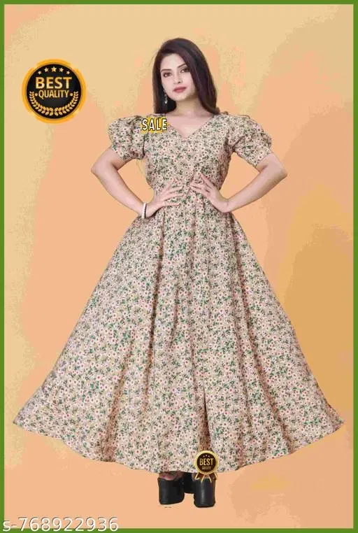 Floral One Piece Dress (Grey, S)