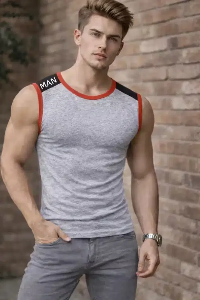 Cotton Jym Vest for Men, Grey (XXL)