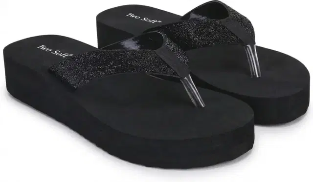Glitter Straps Slipper for Women (Black, 6)