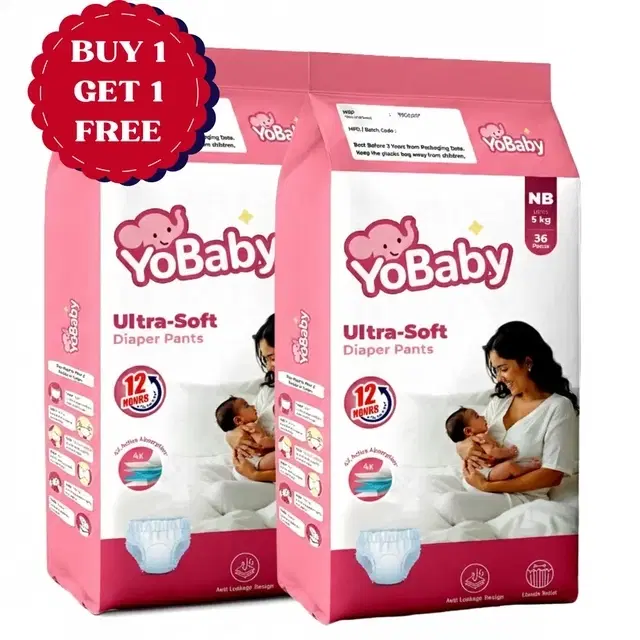 Yobaby Baby Diapers NB - 2X36 Pcs (Buy 1 Get 1 Free)
