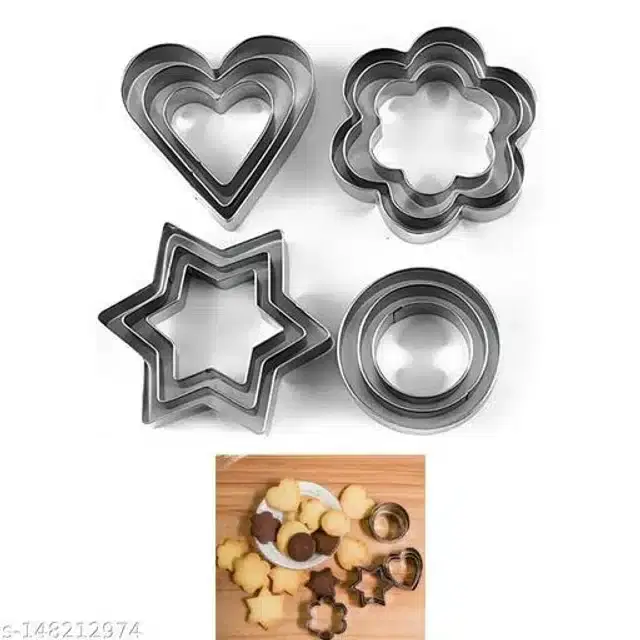 Cookie Cutter Set, Silver, Pack of 12
