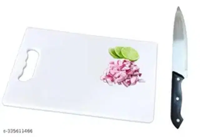 Plastic Chopping Board with Knife, Multicolor, of 1