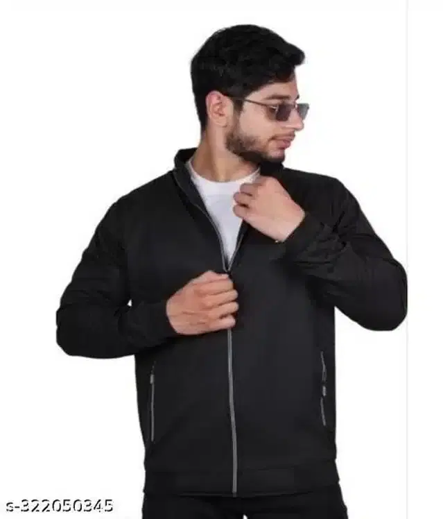 Polycotton Full Sleeves Jacket for Men (Black, L)