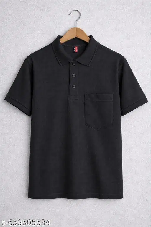 Cotton Blend Solid T-shirt for men, Black (2XL)