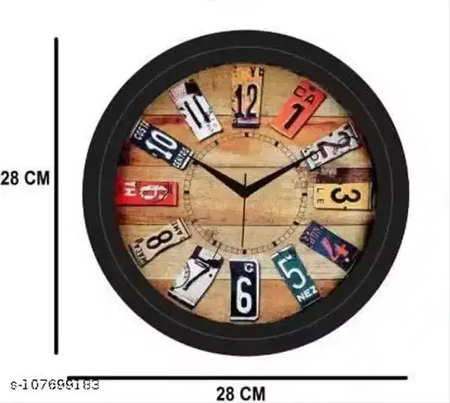Designer Plastic Wall Clock, Multicolor, 28x28 cm