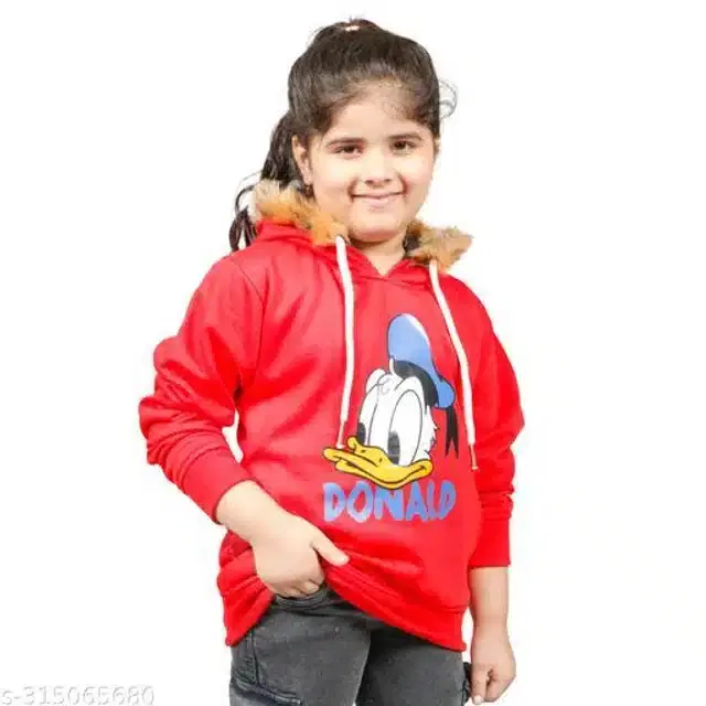 Full Sleeves Hoodies for Girls (Red, 5-6 Years)