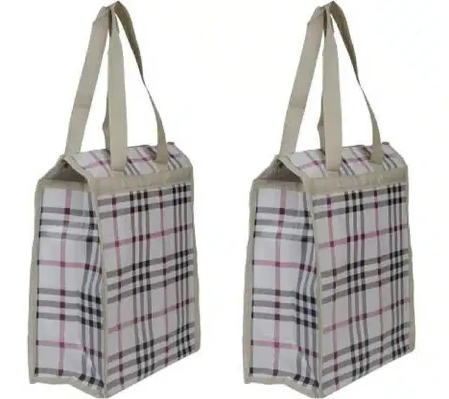Canvas Lunch Bag for Men & Women, White, Pack of 2