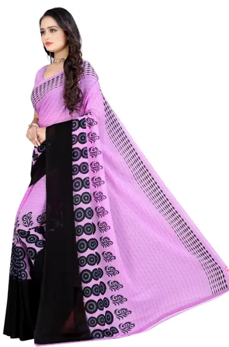Georgette Printed Saree for Women, Lilac ( 6.3 m)