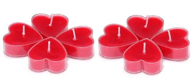 Heart Shaped Unscented Candles, Red, Pack of 8