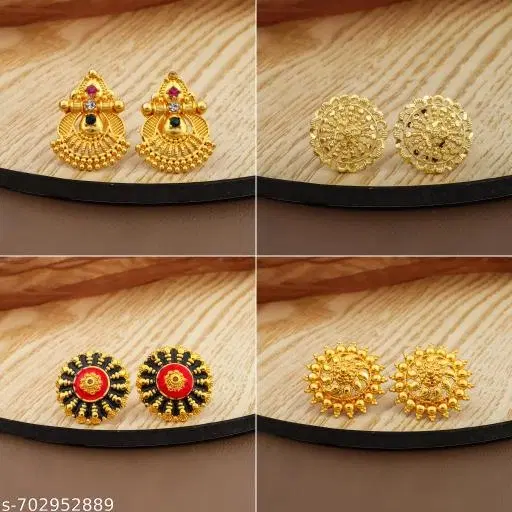 South Indian Temple Style Gold Look Stud Earrings