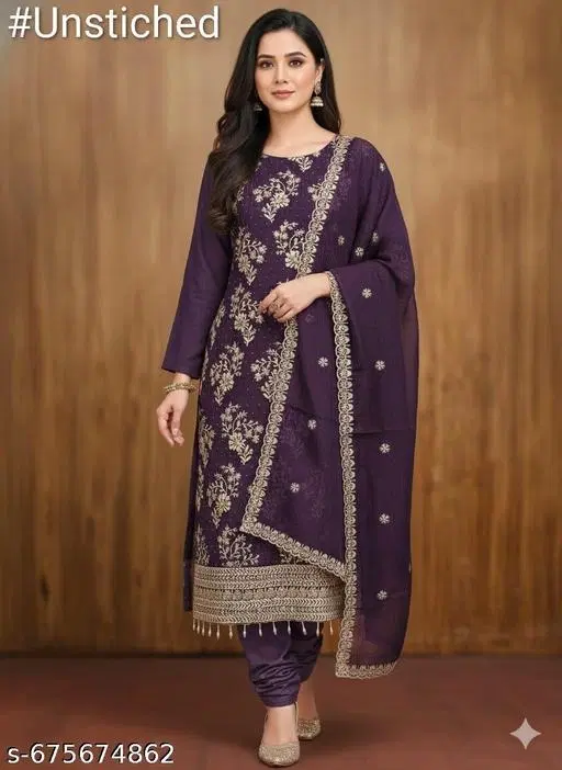 Embroidered Punjabi/All Over Suits for Women (Multicolor, 5.85 meter (S)