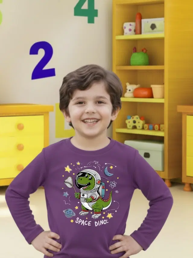 Cotton Printed T-Shirt For Kids, Purple, 2-3 Years, Pack Of 1