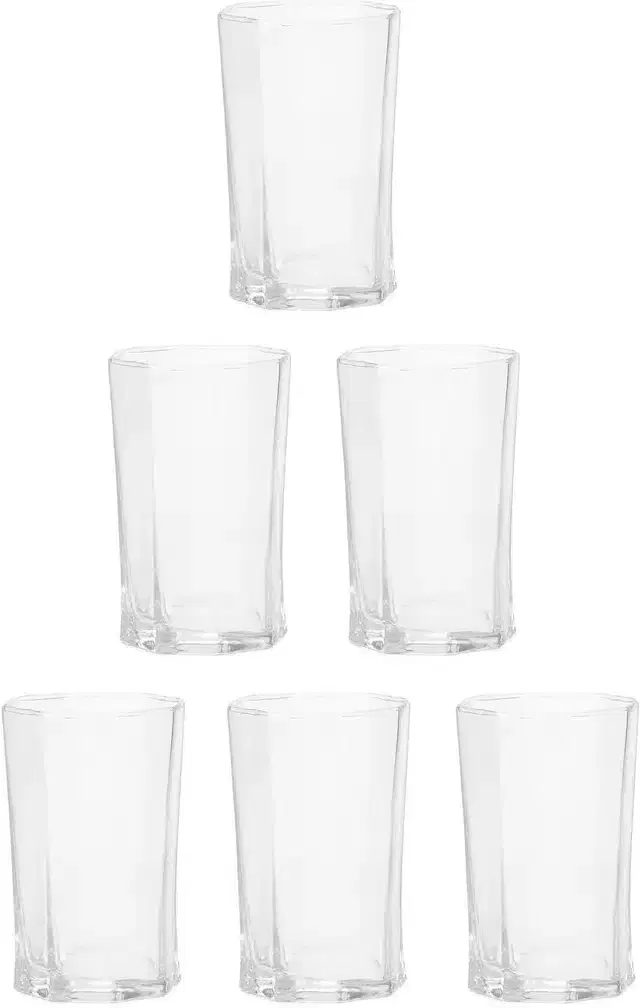 Water cum Juice Glass, Transparent, 200 ml, Pack of 6