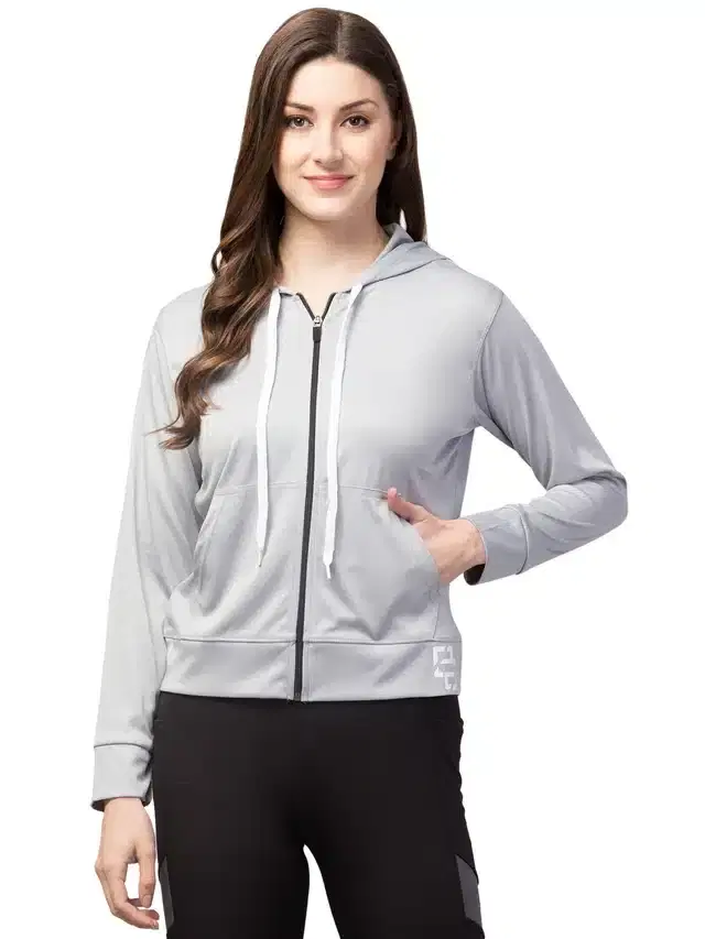Polycotton Solid Hoodies for Women (Grey, M)