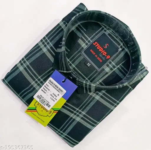 Cotton Blend Checked Shirt for Men, Black (XL) Pack of 1