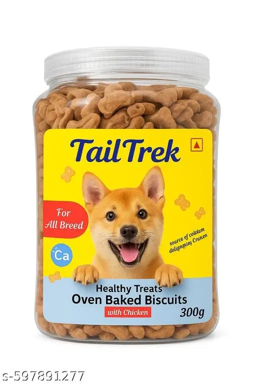 TailTrek Pets Oven Baked Brown Biscuits ,300gm, (Pack Of 1)