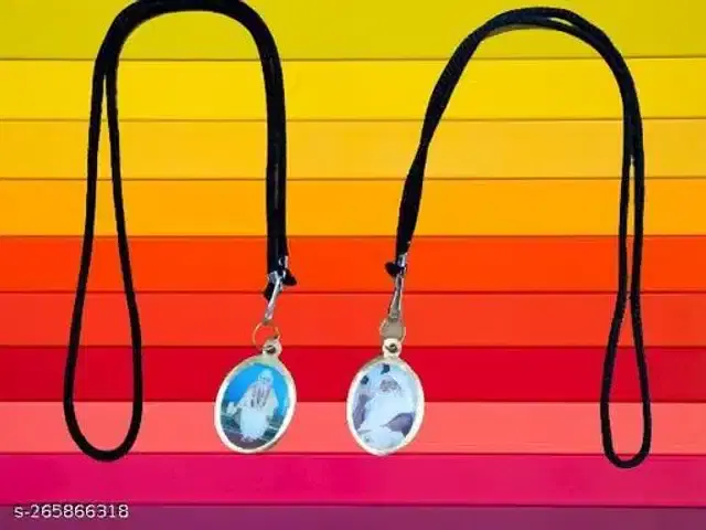 Jaigurudev & Dada Guru Locket with Black Ribbon, Pack of 2 (Black & Blue)