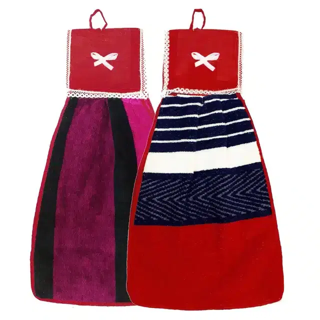 Cotton Hanging Hand Towel, Multicolor, Pack of 2