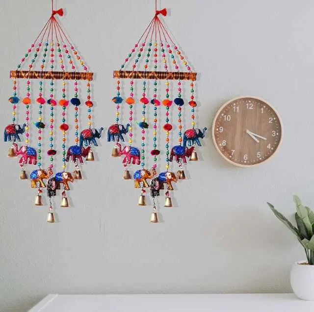 Wooden Bamboo Windchime For Living Room & Bedroom Decoration, Pack Of 2, Multicolor, RS-034