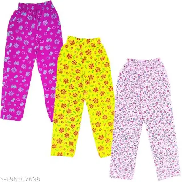 Cotton Pant for Girls, Pack of 3 (Multicolor, 3-4 Years)