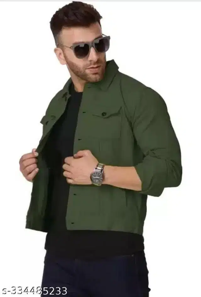 Full Sleeves Jacket for Men (Green, L)