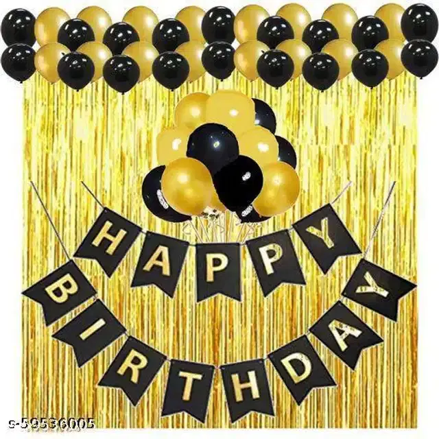 Birthday Decoration Kit, Black & Gold
