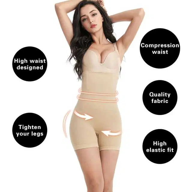 Women’s Cotton Lycra Tummy Control 4-in-1 Blended High Waist Tummy & Thigh Shapewear (S383)