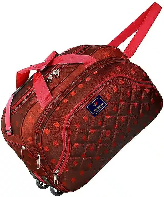 Polyester Traveling Luggage Bag with Wheels, Maroon,62 L