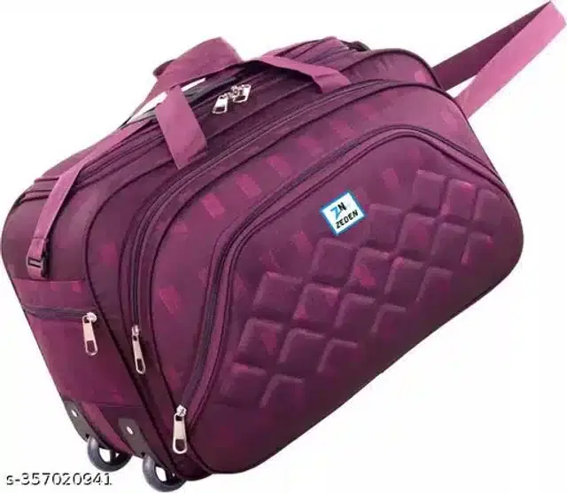 Polyester Strolley Duffel Bag, Purple, 40 L