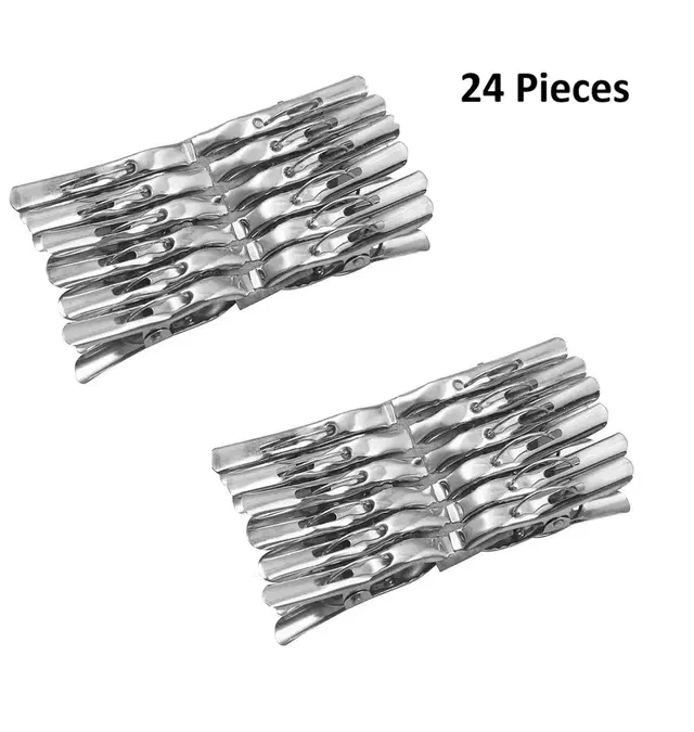 Stainless Steel Cloth Clip, 72 g, 2 Dozen, 24 pcs