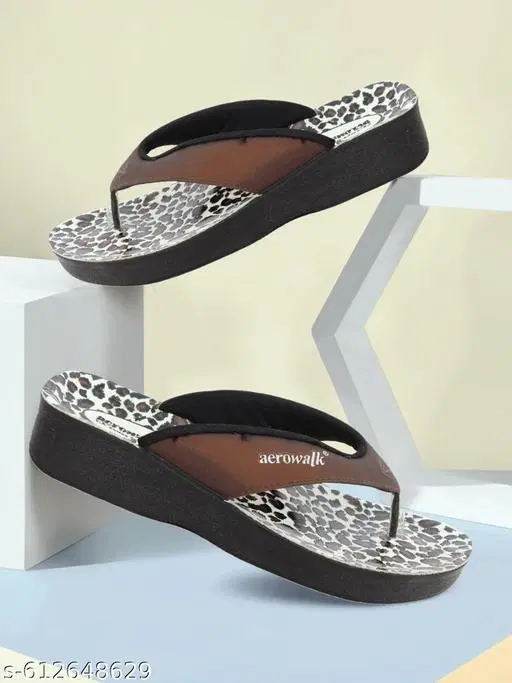 Aerowalk Flip-flops for Women (Brown, 5) Pack of 2