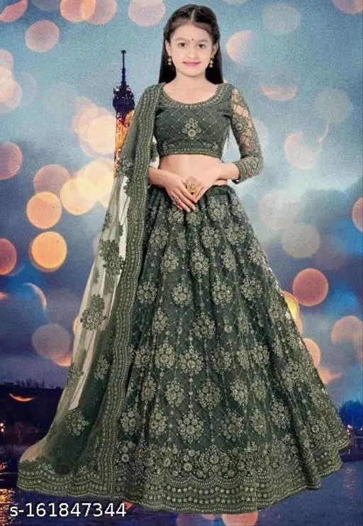 Lehenga Choli for Women (Green, 12-13 Years)