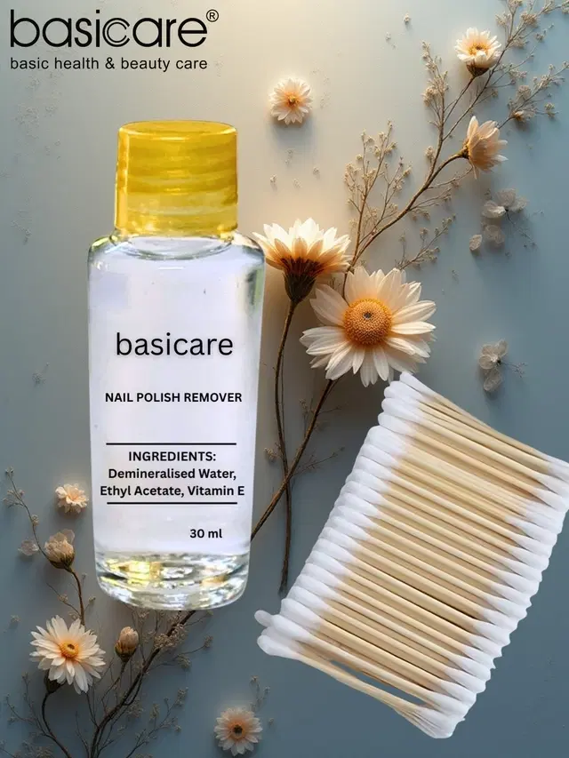 Basicare Nail polish remover 30ml and cotton buds Acetone free