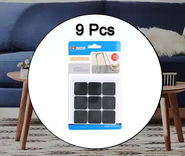 Self Adhesive Furniture Leg Pads, Pack of 9, Black