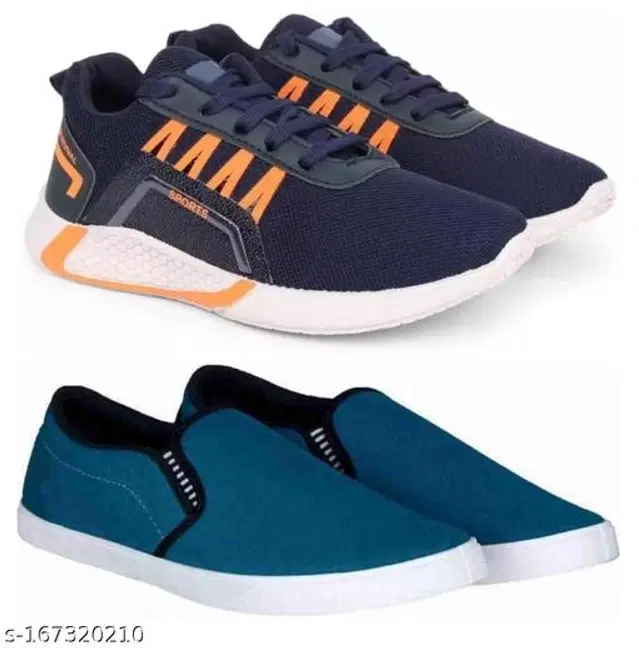 Loafers with Casual Shoes for Men, Pack of 2 (Blue, 10)