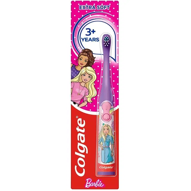 Colgate Kids Battery Powered Electric Toothbrush - Barbie, Extra Soft Bristles, Age 3+ (1 Pc)