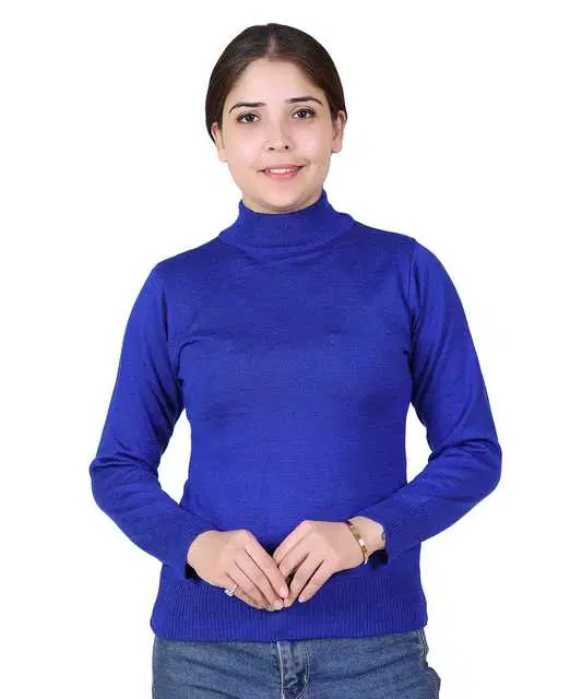 Women's Full Sleeves Sweater (Blue, XL) (M355)