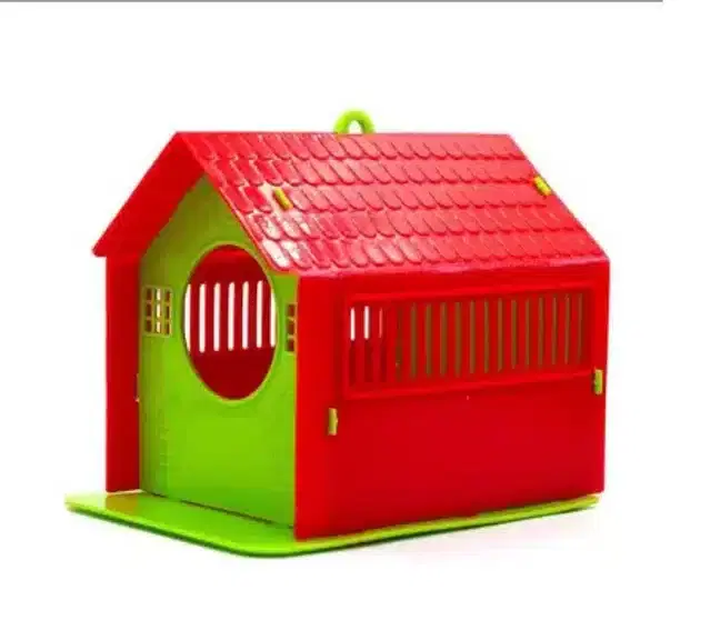 Plastic Bird House, Red & Green