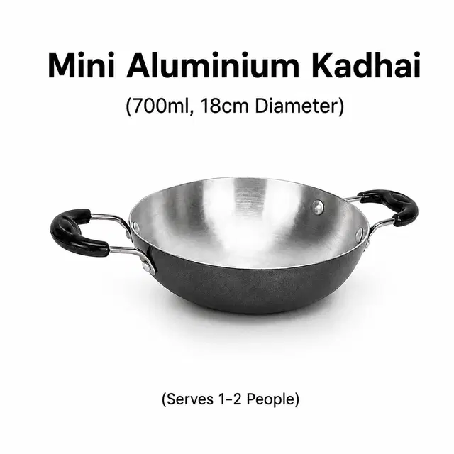 SimpleHome Mini Aluminium Kadhai 700 ml, 18cm