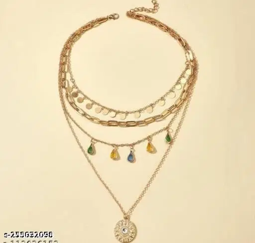 Trendy Urbanic Layered Minimal Necklace With Stone for Girls And Women