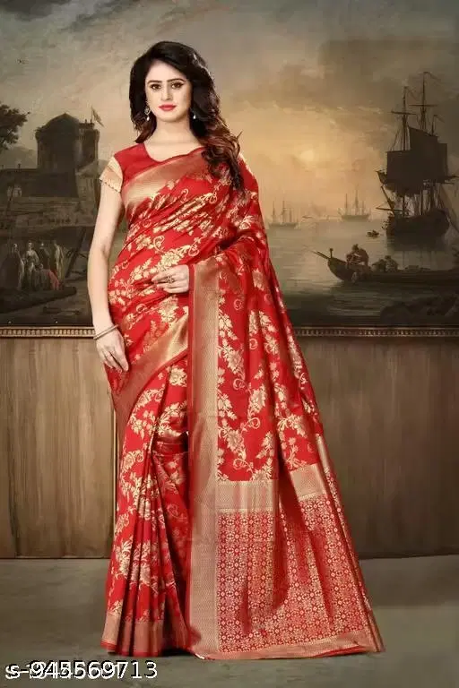 Banarasi Silk Party Wear Saree for Women (Blue)